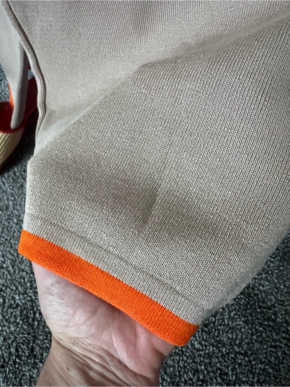 Hermes Beige Knit Short-Sleeve Top & Wide-Leg Pants with Orange Accents size S-M - Picture 8 of 13